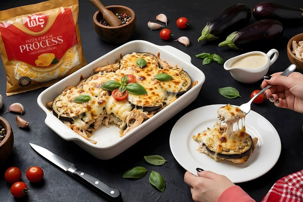 Гратен из курицы и баклажанов